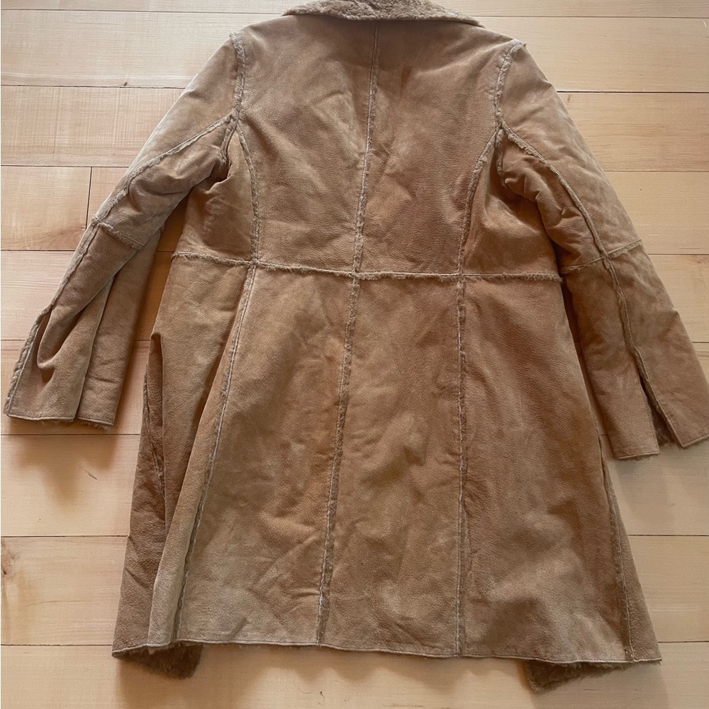 Brown Suede Faux Fur lined Coat - Picture 2 of 4